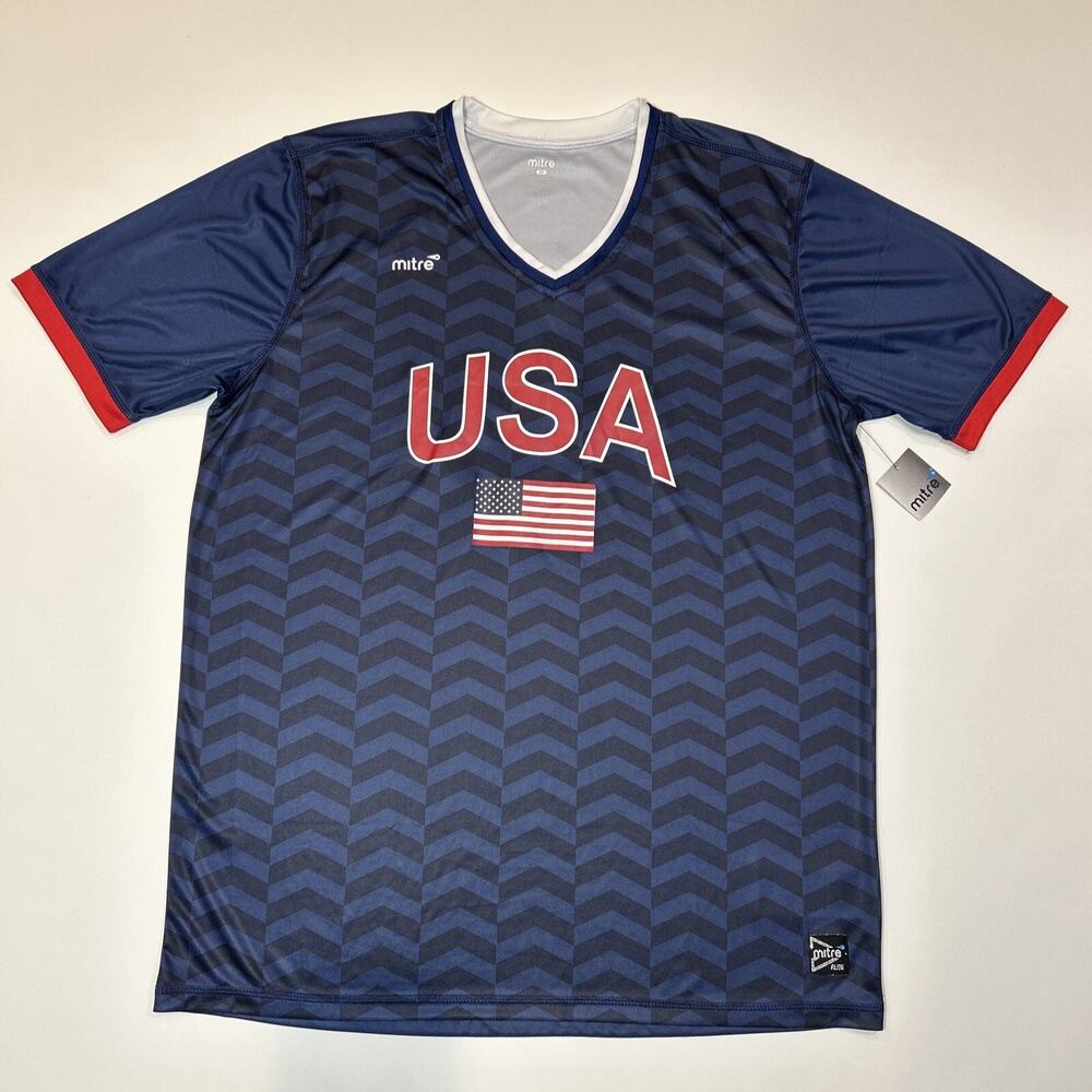 Team USA Soccer Jersey Mens Size XL Blue Mitre Flag Pro Elite United States